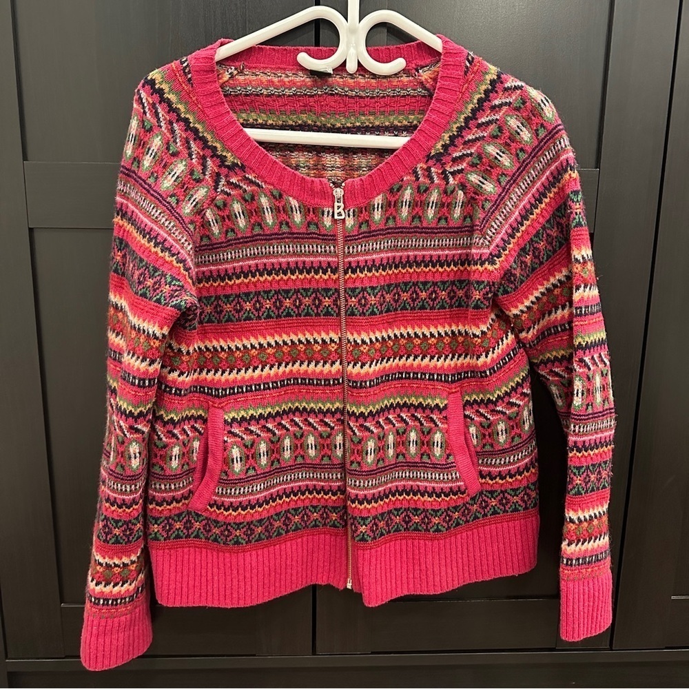 Bogner Fire & Ice Wool Zipper Sweater Vintage Inspired Size Large Women’s
